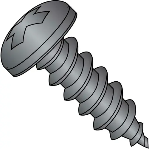 High Quality 14 x 3/4 Phillips Pan Self Tapping Screw Type A Fully Threaded Black Oxide - Pkg of 3000