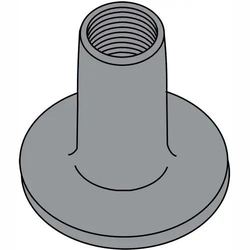 10-32X9/32 WELD NUT WITH .750 ROUND BASE STEEL Plain, Pkg of 1000 Limited Time