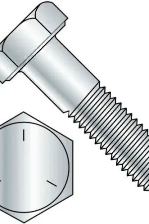 Hex Cap Screw - 3/8-16 x 1" - Carbon Steel - Zinc CR+3 - Gr 5 - FT - UNC - USA, Pack of 100 Luxury