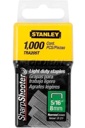 Stanley TRA205T Light Duty Wide Crown Staples 5/16", 1,000 Pack Buy Direct