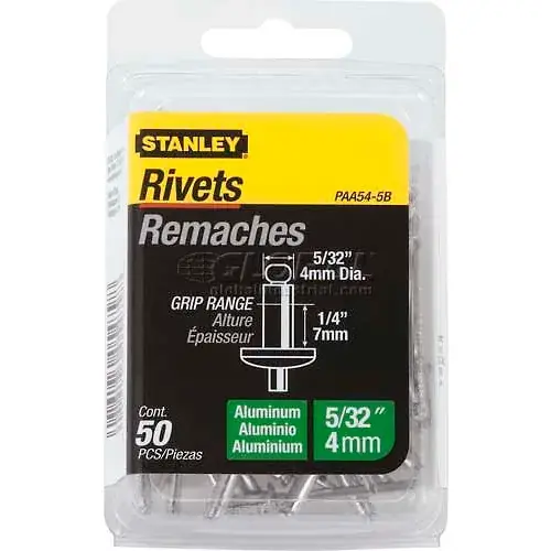 Stanley PAA54-5B Aluminum Rivets 5/32" x 1/4", 50 Pack - Pkg Qty 5 Hassle-Free Returns