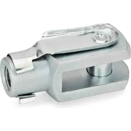 J.W. Winco WN 751 Clevis Fork Joints, Steel, w/ Snap-on Spring Pin, Zinc Pltd, 1/2 x 20L, 3-5/16"OAL Clearance