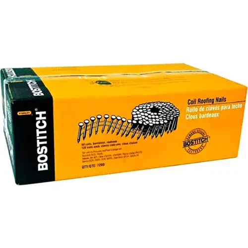 Bostitch 1-3/4" Smooth Shank 15 Degree Coil Roofing Nails, 7200/Qty Today Only