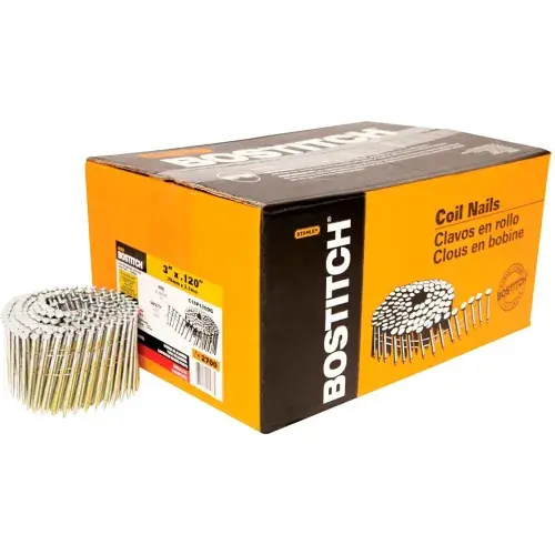 Bostitch 3" x .120 Smooth Shank 15 Degree Coil Framing Nails, Galvanized, 2700/Qty Order Now