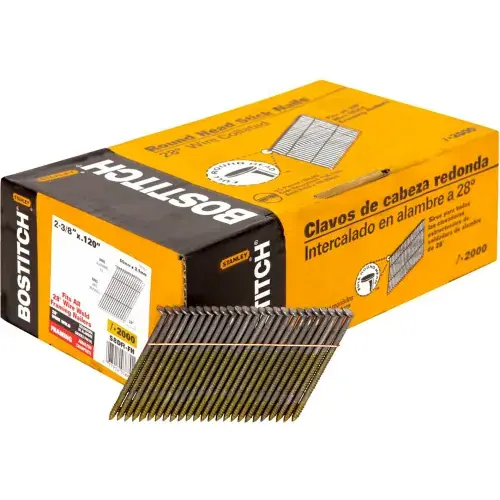 Genuine Bostitch 2-3/8" x .120 Ring Shank 28 Degree Framing Nails, 2000/Qty