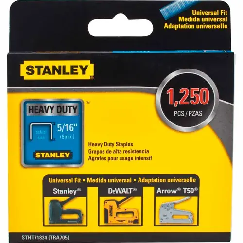 Stanley® STHT71834 Heavy-Duty Narrow Crown Staples 5/16" -1,250 Pack Shop Now