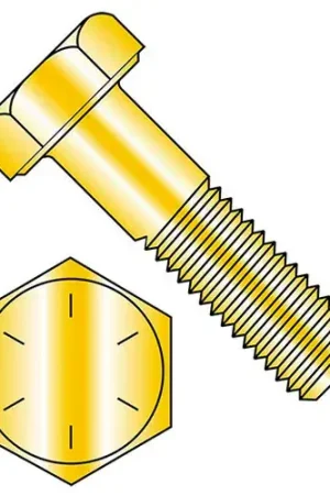 Crafted 7/16-14 x 5-1/2" Hex Head Cap Screw - Steel - Zinc Yellow - UNC - Grade 8 - USA, Pack of 25