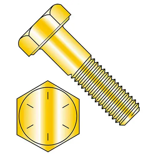 Crafted 7/16-14 x 5-1/2" Hex Head Cap Screw - Steel - Zinc Yellow - UNC - Grade 8 - USA, Pack of 25