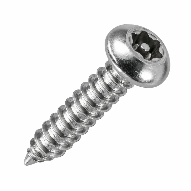 6 X 1" Tamper Resistant Sheet Metal Screws Button Head Pin-In Six Lobe Drive (T10) 18/8 Stainless Steel (100 / Pkg.) Fast Shipping