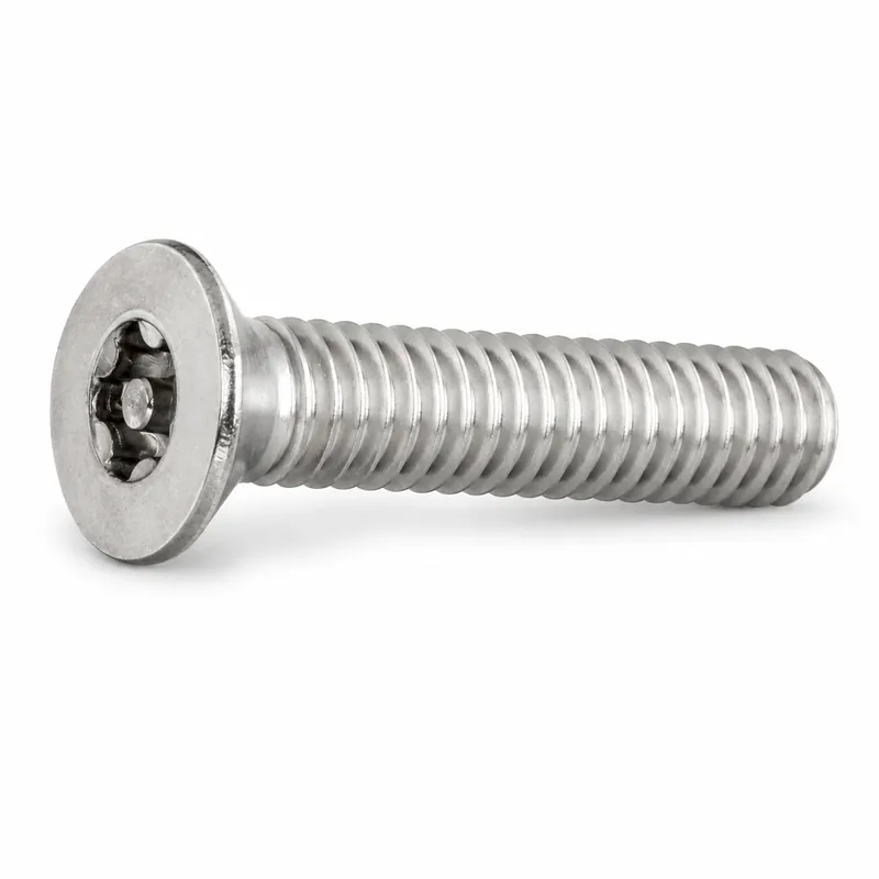 Markdown 6-32 X 5/8" Tamper Resistant Flat Head Cap Screws Pin-In Socket Drive 18/8 Stainless Steel (100 / Pkg.)