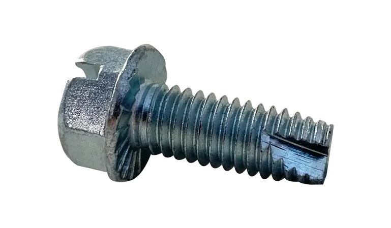 5/16-18 X 3/4" Type 23 Thread Cutting Screws Serrated Indented Hex Washer Head Slotted Drive Steel Zinc & Bake (1500 / Pkg.) Special Discount