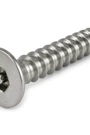 8 X 3/4" Tamper Resistant Sheet Metal Screws Flat Head Pin-In Hex Socket Drive 18/8 Stainless Steel (100 / Pkg.) Order Now