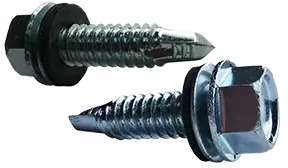 Price Cut 1/4"-14 X 4" Self-Drilling Screws Indented Hex Washer Head Bonded EPDM Washer Steel Zinc & Bake (300/Pkg.)