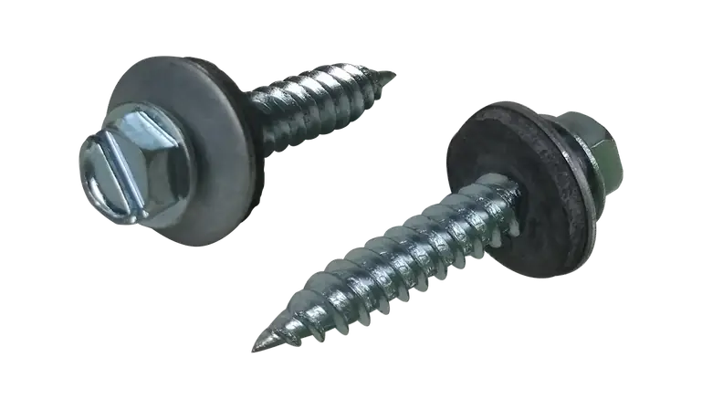 10 X 3/4" Slotted Hex Washer Self-Piercing Screws Bonded EPDM Washer 5/16" AF Steel Zinc (1000 / Pkg.) Trusted Brand