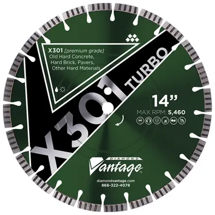 Buy Online Diamond Vantage 1814EZX3-1T 18" x 0.140" x 1" Diamond Blade for Hard Concrete/Reinforced Concrete/Hard Paver Brick/Concrete Pipe/Terrazzo X301 TURBO - HARD Materials