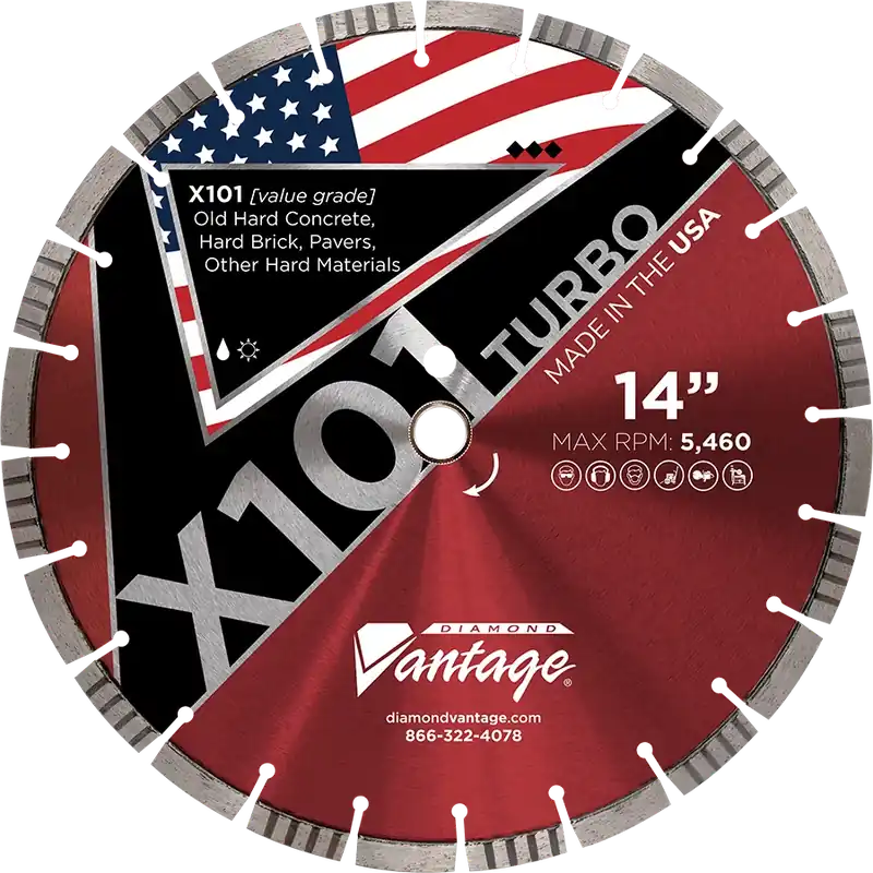 Diamond Vantage 2412ELZX1-1 24" x 0.125" Diamond Blade for Hard Material X101 TURBO - HARD Materials Direct From Factory
