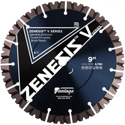 Final Sale Diamond Vantage 0408CDUZX5-2V 4" x 0.086" Diamond Blade for Concrete/Masonry ZENESIS V SERIES ZX5 12mm Segments