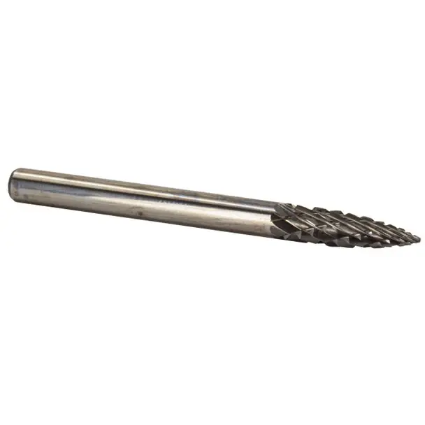 Premium 1/8" X 3/8" Tree Pointed End Miniature Carbide Bur Solid Carbide 1/8" Round Shank DULSG43