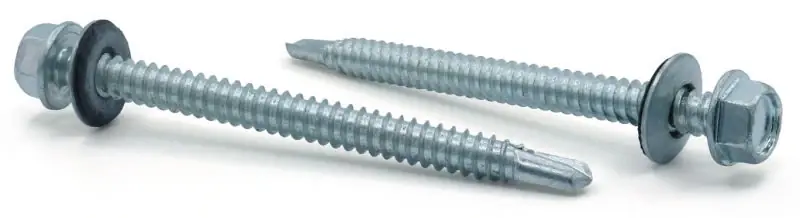 10-16 X 2" Self-Drilling Screws Indented Hex Washer Head Bonded EPDM Washer 410 Stainless Steel (100/Pkg.) Buy Today
