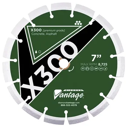 Low Price Diamond Vantage 1412EX3-3 14" x 0.125" Diamond Blade for Green Concrete/Block X300