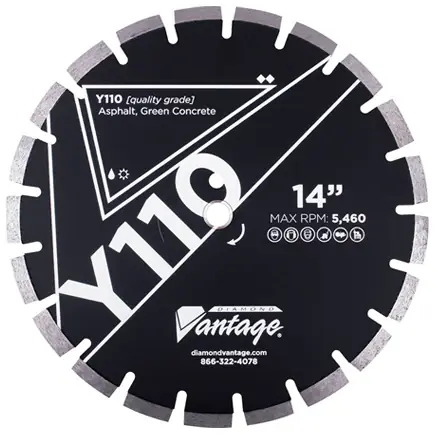 Grab Now Diamond Vantage 1212EY2-4T 12" x 125" Diamond Blade for Asphalt/Green Concrete Y110 - ASPHALT 12mm Segments