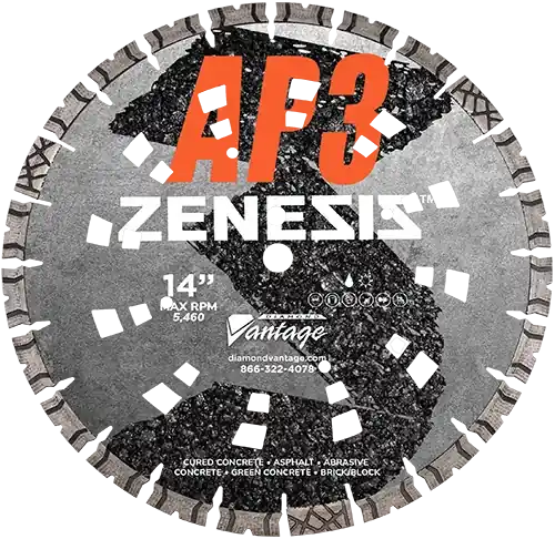 Trusted Brand Diamond Vantage 1612BEDUZX4-AP3 16" x 0.125" Diamond Blade for All Purpose/Combo-Concrete And Asphalt ZENESIS AP3 14mm Segments