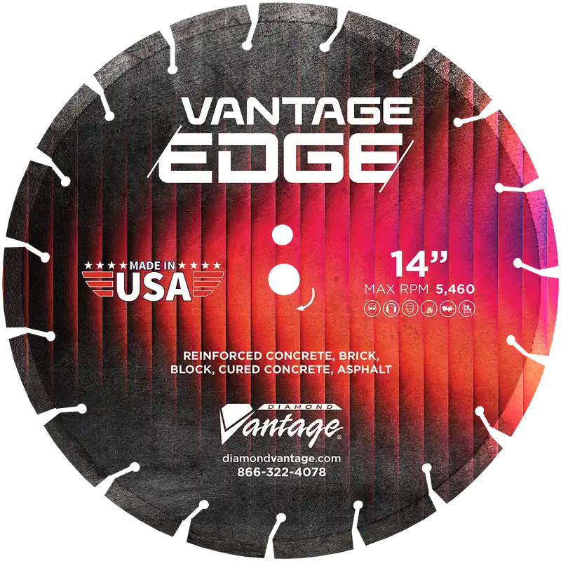 Diamond Vantage 1612EDV-EDGE 16" x 0.125" Diamond Blade for Asphalt/Reinforced Concrete/Brick/Block/Cured Concrete VANTAGE EDGE - ALL PURPOSE 12mm Segments Grab Now