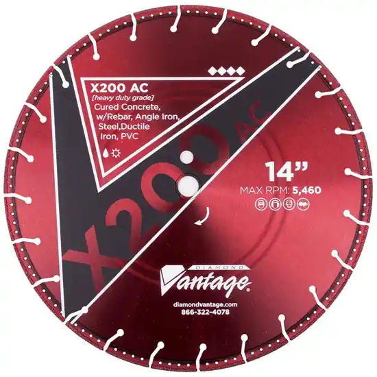 Diamond Vantage 0712UDUX2-AC2 7" x 0.125" Diamond Blade for Pvc Pipe/Steel/Cast Iron/Ductile Iron Pipe/Reinforced Concrete X200-AC Get Yours