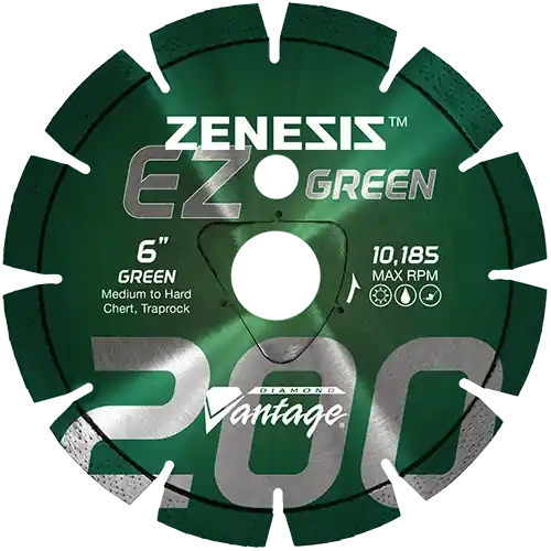 Buy Direct Diamond Vantage 1009EZ200Z 10" x 0.095" Early Entry Saw Diamond Blade for Medium-Hard Aggregate/Early Entry Green Concrete/Traprock Z200 GREEN