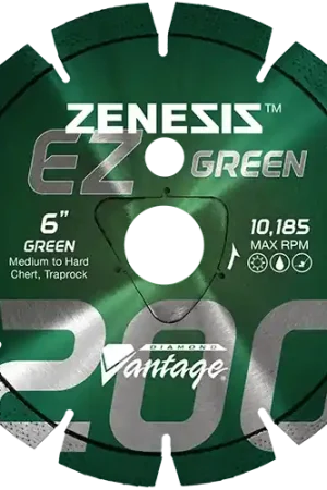 Trusted Brand Diamond Vantage 1218EZ200Z 12" x 0.187" Early Entry Saw Diamond Blade for Medium-Hard Aggregate/Early Entry Green Concrete/Traprock Z200 GREEN