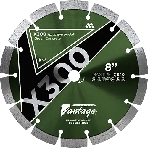 Diamond Vantage 0909CDGX3 9" x 0.095" Diamond Blade for Green Concrete/Very Hard Aggregate/Flint/Chert X300 - GREEN CONCRETE Premium