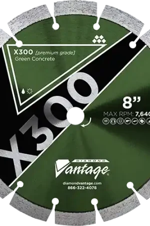 Buy Direct Diamond Vantage 1412EZGX3 14" x 0.125" Early Entry Saw Diamond Blade for Green Concrete/Very Hard Aggregate/Flint/Chert X300 - GREEN CONCRETE