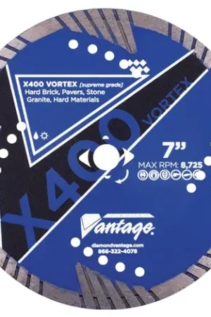 Top Rated Diamond Vantage 4508CDZBX4-1 4.5" x 0.080" Diamond Blade for Granite/Marble/Hard Brick/Hard Pavers X400 VORTEX