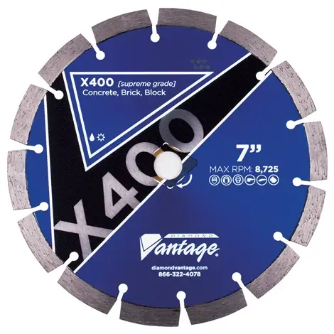 Diamond Vantage 0712CDUX4-2 7" x 0.125" Diamond Blade for Concrete/Masonry X400 Hot Picks