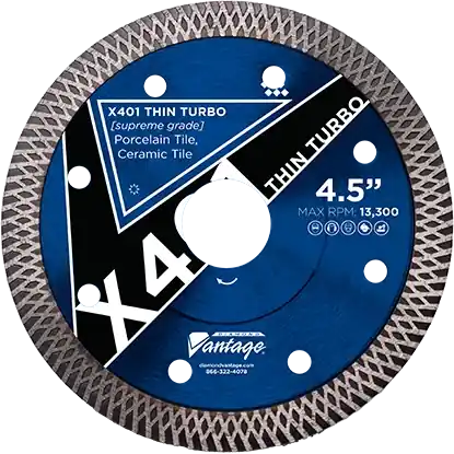 Diamond Vantage 0606C4PDX4 6" x 0.063" Diamond Blade for Tile/Porcelain/Ceramic/Porcelain Pavers X401 THIN TURBO Professional Grade