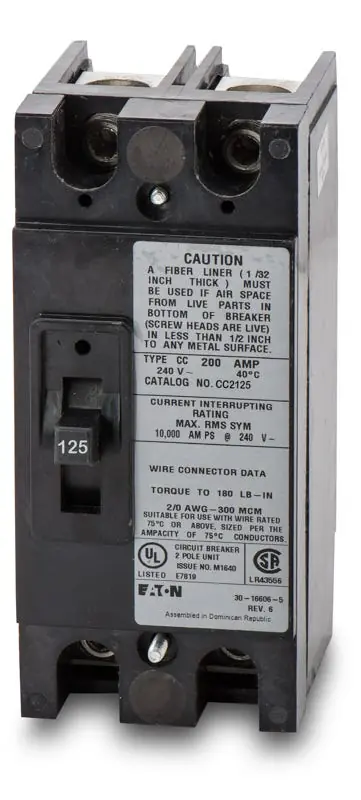 Eaton / Cutler-Hammer CC2125 - 125A 2 Pole Molded Case Circuit Breaker Luxury