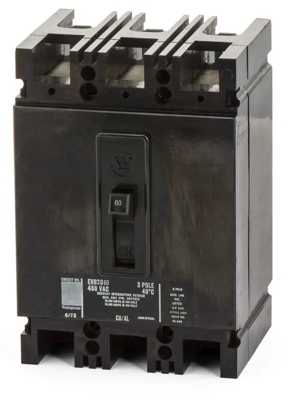 Eaton / Westinghouse EHB3060 - 60A 3 Pole Molded Case Circuit Breaker Certified