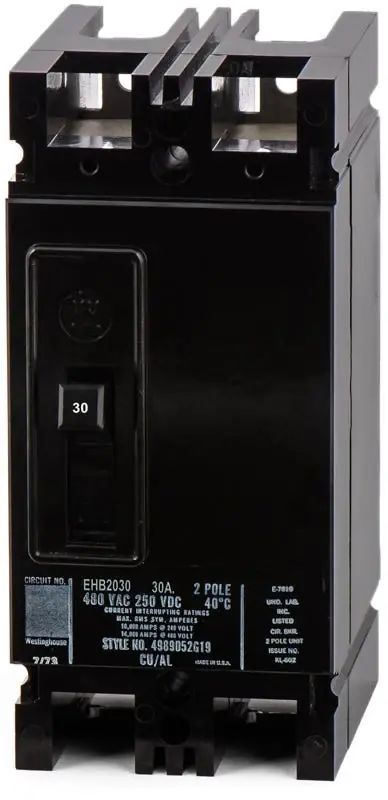 Hassle-Free Returns Eaton / Westinghouse EHB2030 - 30A 2 Pole Molded Case Circuit Breaker