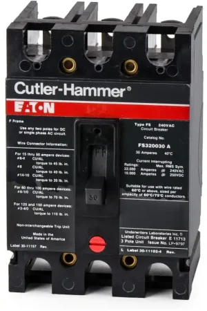 New Arrival Eaton / Cutler-Hammer FS320030A - 30A 3 Pole Molded Case Circuit Breaker