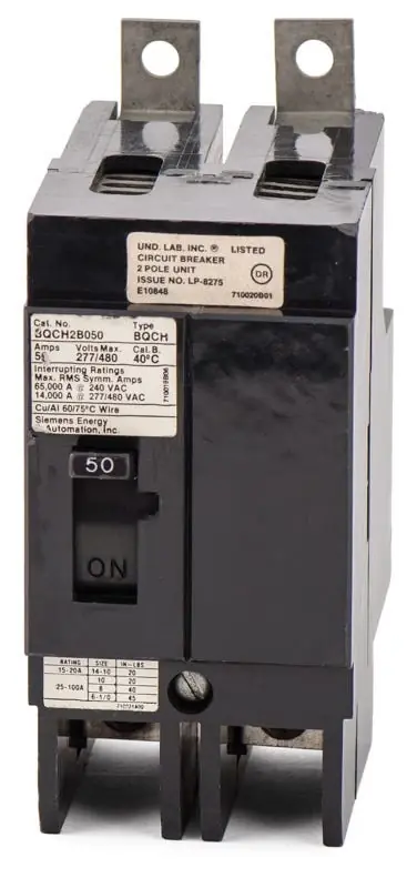 Top Rated Siemens BQCH2B050 - 50A 2 Pole Molded Case Circuit Breaker