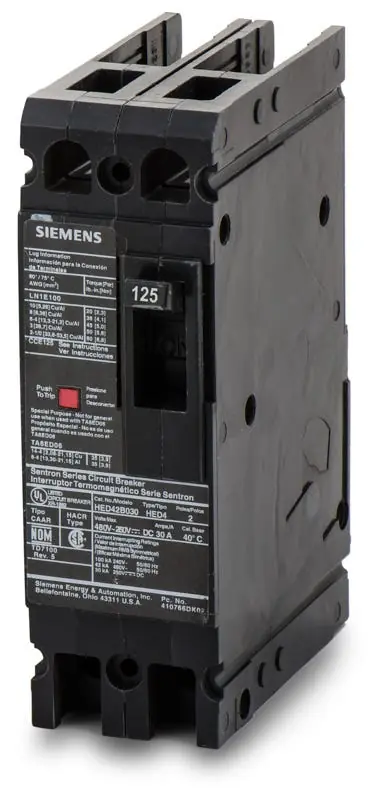 Siemens HED42B125L - 125A 2 Pole Molded Case Circuit Breaker Fresh Stock