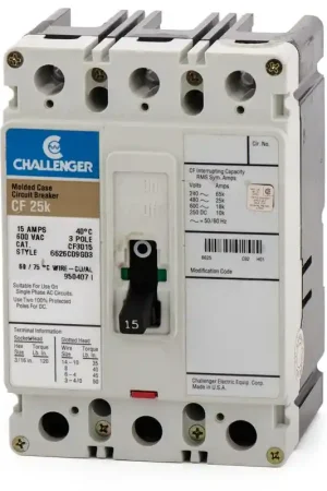 Eaton / Challenger CF3015 - 15A 3 Pole Molded Case Circuit Breaker Bargain