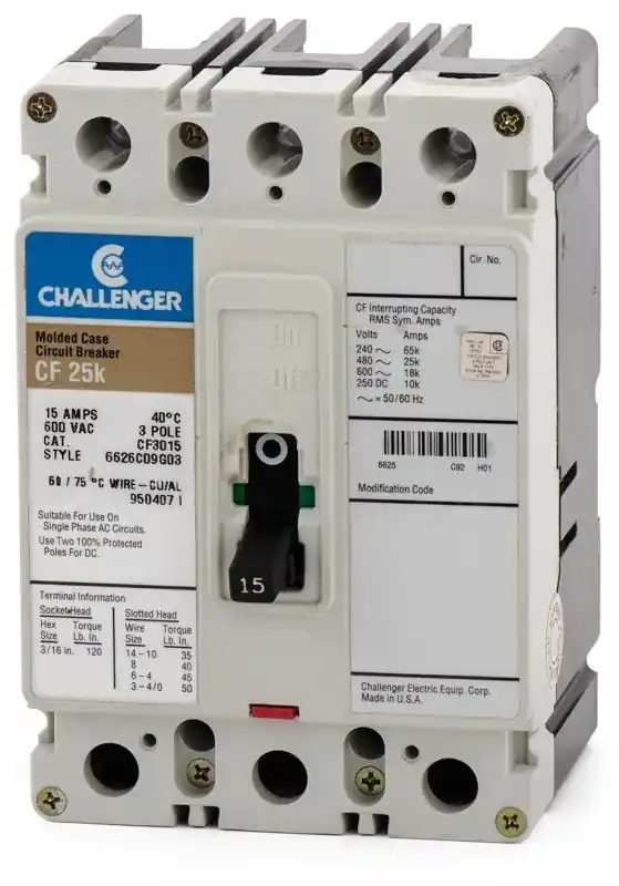 Eaton / Challenger CF3015 - 15A 3 Pole Molded Case Circuit Breaker Bargain