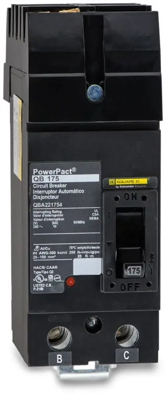 Square D QBA221754 - 175A 2 Pole Molded Case Circuit Breaker Secure Checkout
