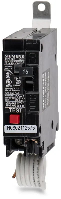 Siemens BE115 - 15A GFEP Molded Case Circuit Breaker Clearance