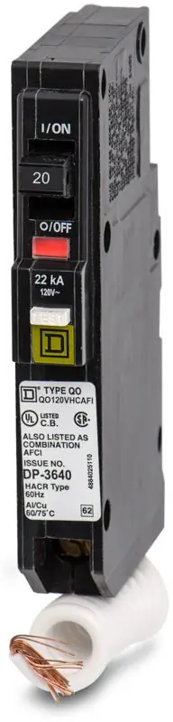 Flash Sale Square D QO120VHCAFI - 20A AFCI Miniature Circuit Breaker