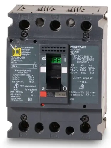 Square D GJL36060 - 60A 3 Pole Molded Case Circuit Breaker Low Price