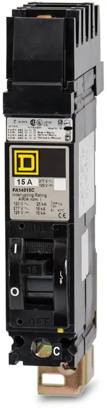 Luxury Square D FA14015C - 15A 1 Pole Molded Case Circuit Breaker