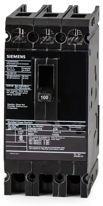 Genuine Siemens ED63S100A - 100A 3 Pole Molded Case Switch