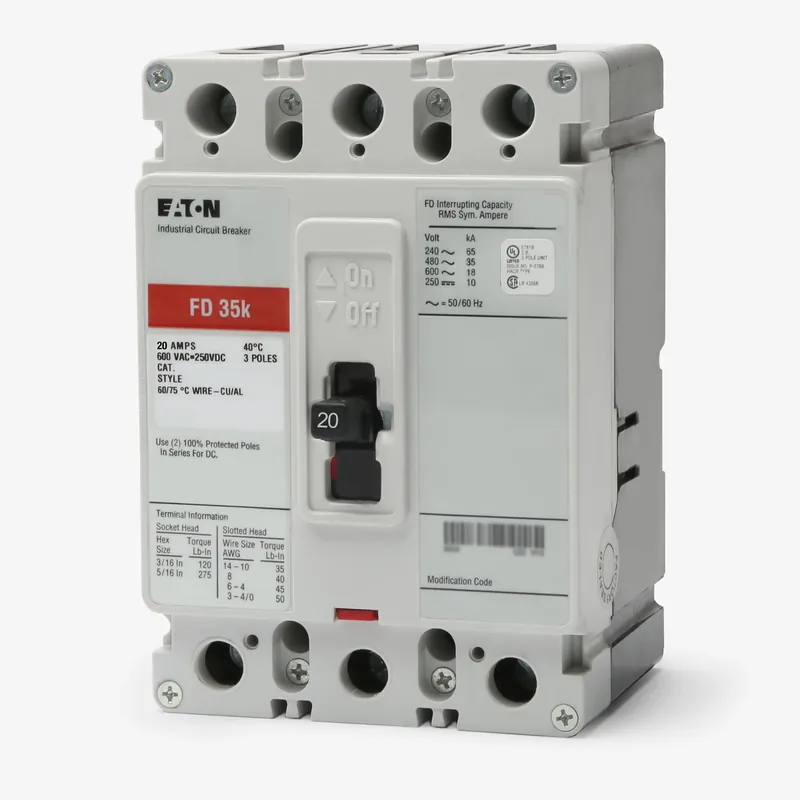 Trusted Brand Eaton / Cutler-Hammer FD3020 - 20A 3 Pole Molded Case Circuit Breaker